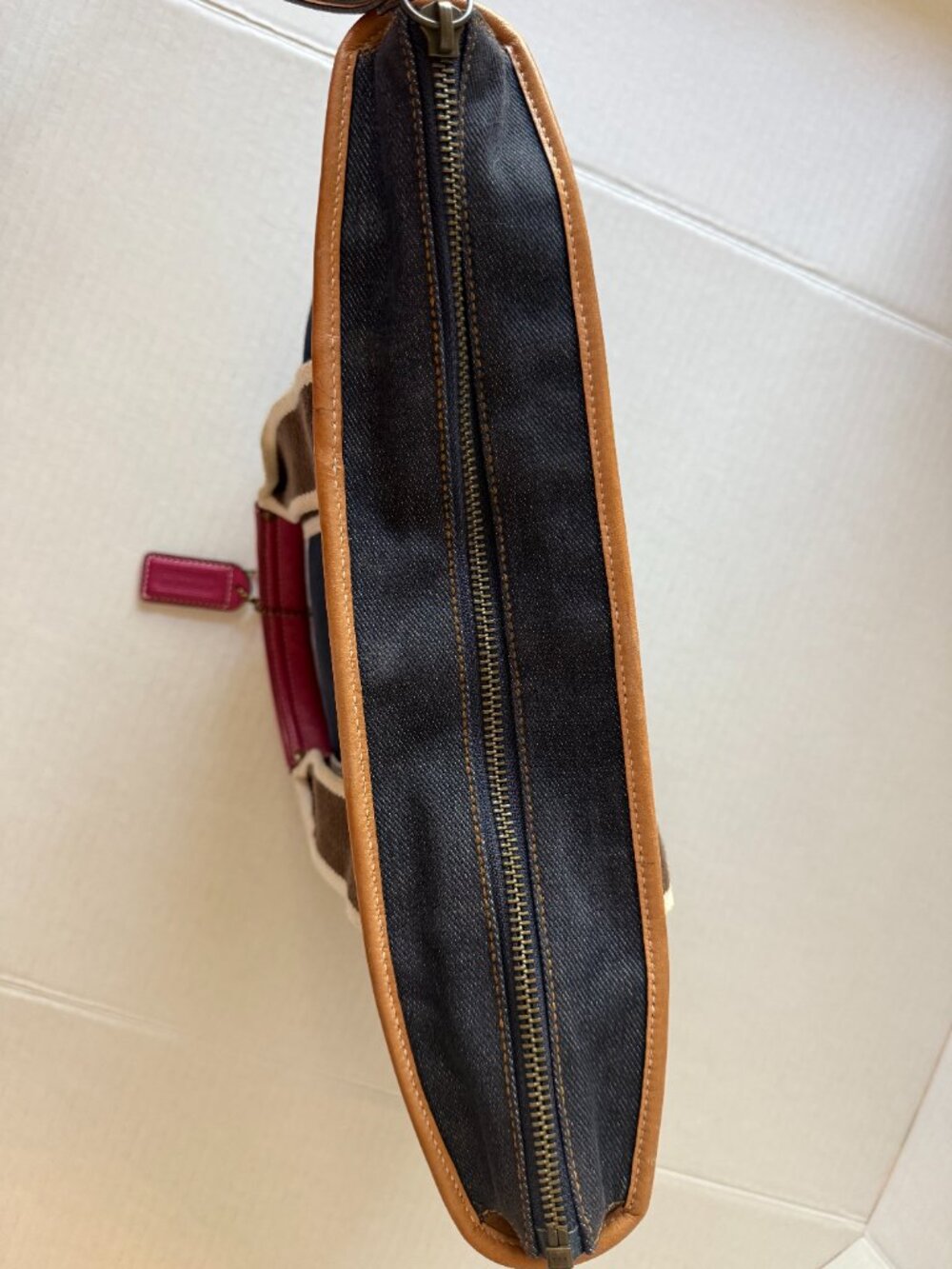 Coach Y2K Hamptons Weekend Denim Shoulder Tote B04M-4498 Pink Leather Trim - Picture 3 of 12